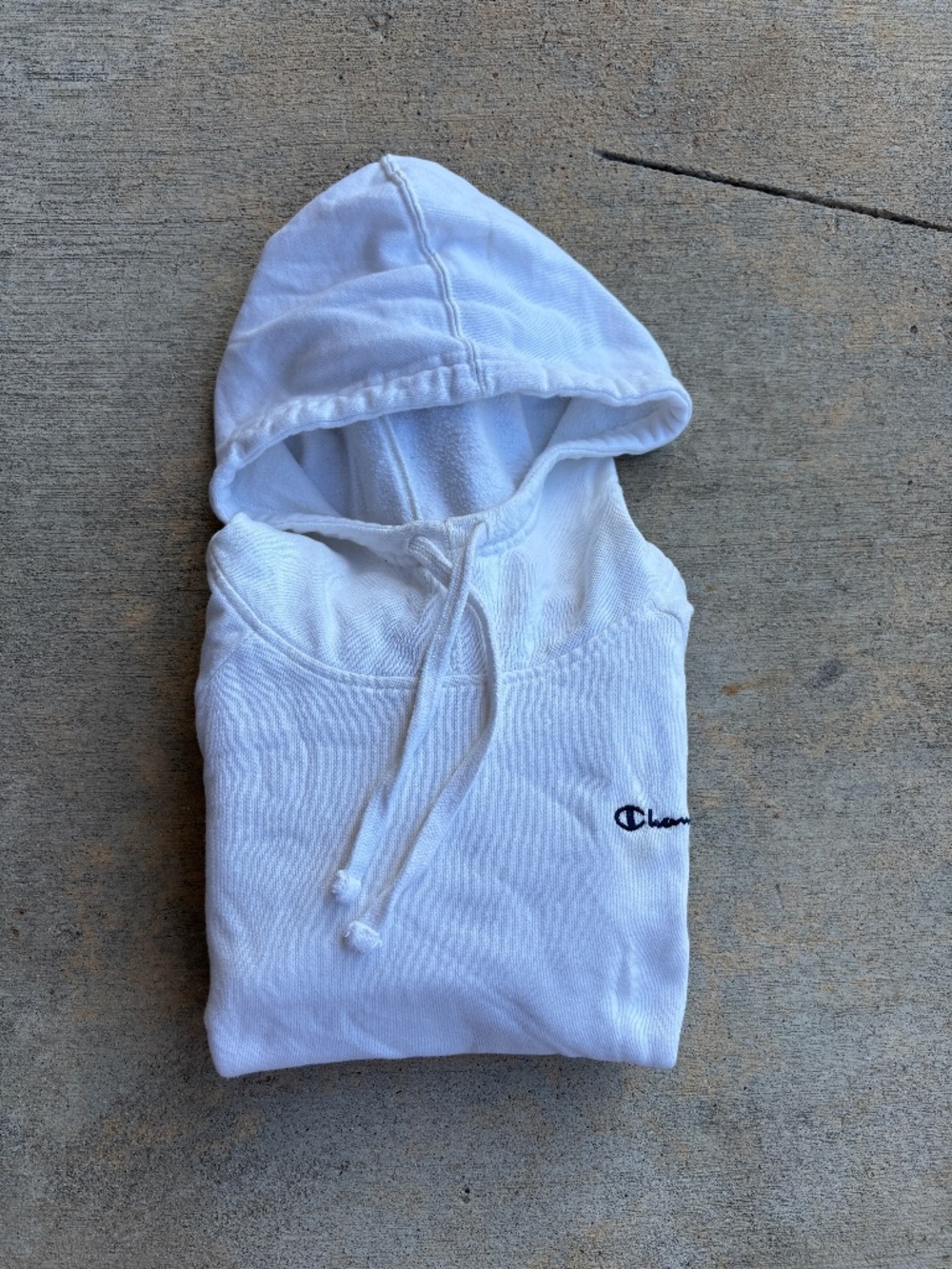 White Mens Champion Pullover Drawstring Hoodie